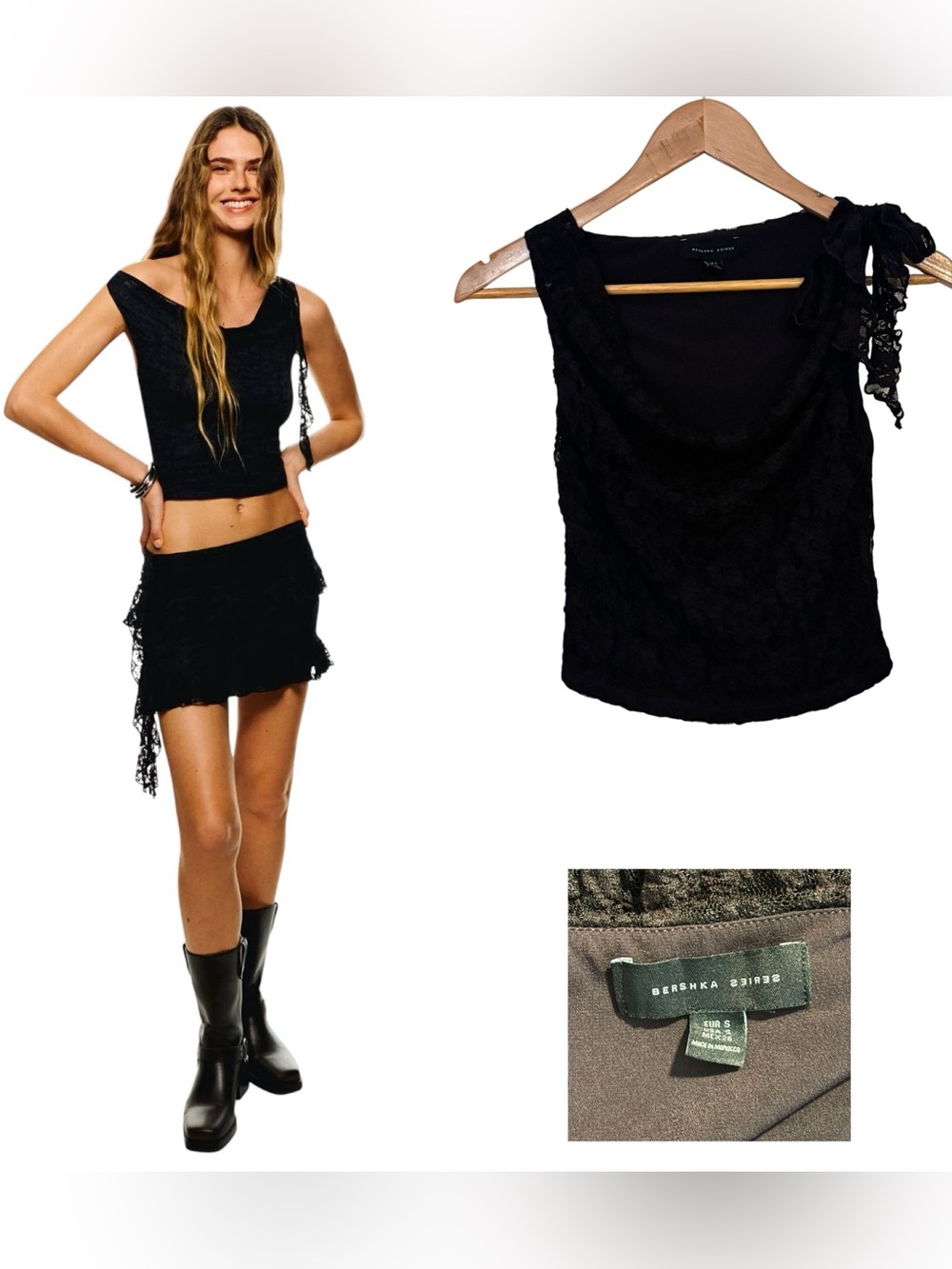 Bershka Ruffle Lace Top - Picture 1 of 4
